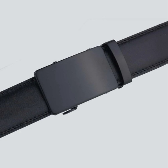 1pc Matte Black Square Automatic Buckle Belt - Picture 3 of 3